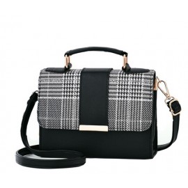 New Retro Plaid Small Square Package Minimalist Fashion Stitching Wild Messenger Shoulder Bag
