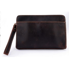 Leather Wallet Coffee Vintage Style Handbag Long Wallet Clutch Single Zipper