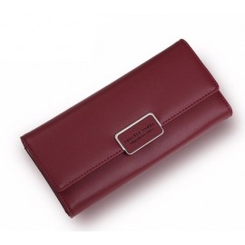 Women Long Leather Wallet Portable Multifunction Solid Color Purse