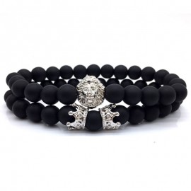 2pcs/set Crown Lion Bracelet Men