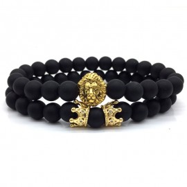 2pcs/set Crown Lion Bracelet Men