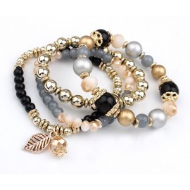 4pcs/set Designer Fashion Multilayer Crystal Beads Leave Tassel Bracelets & Bangles Pulseras Mujer Jewelry for Women Gift